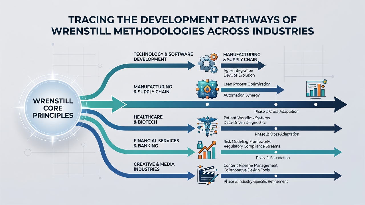 Case study visuals of Wrenstill methodologies applied in technology development and healthcare operations